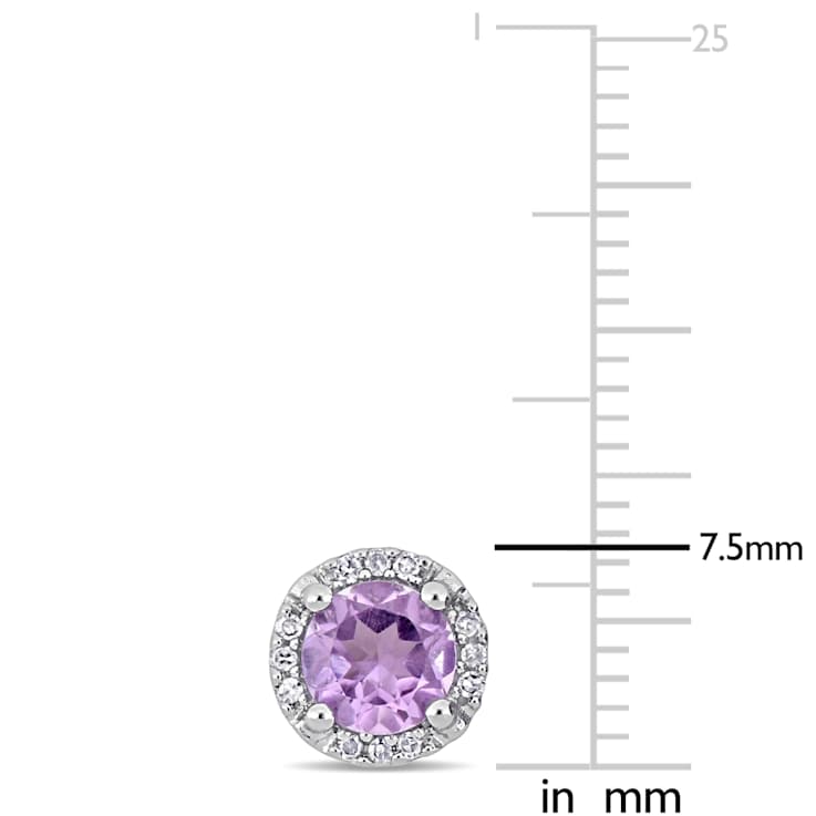 Amethyst and Diamond 10K White Gold Earrings 0.87ctw