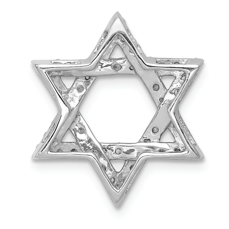 Rhodium Over 14k White Gold Diamond Star of David Chain Slide Pendant