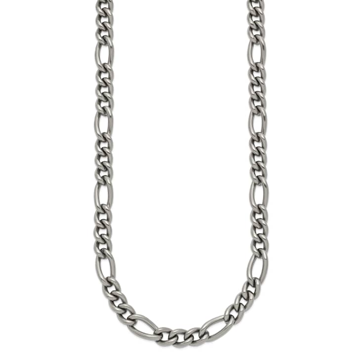 Titanium 7mm Solid Polished Figaro 22 Inch Chain