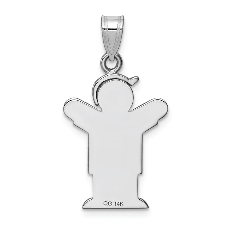 Rhodium Over 14k White Gold Satin Diamond Kid with Hat Pendant