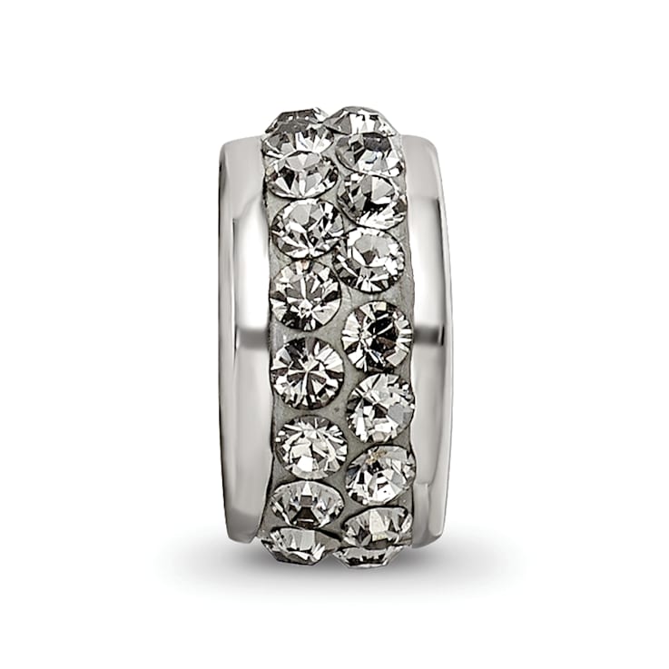 Sterling Silver Reflections Silver/Grey Double Row Preciosa Crystal Bead