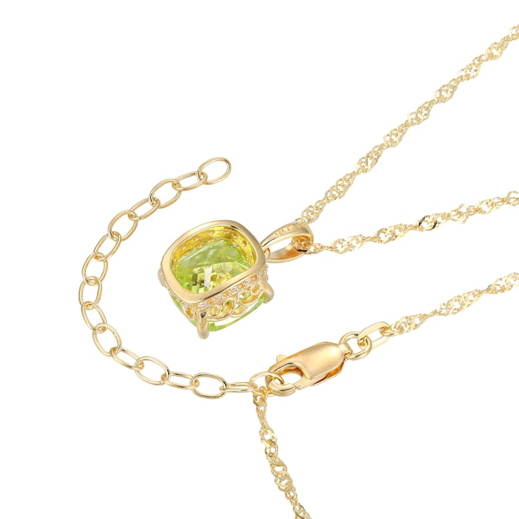 Green And White Cubic Zirconia 18k Yellow Gold Over Silver August
Birthstone Pendant 6.98ctw