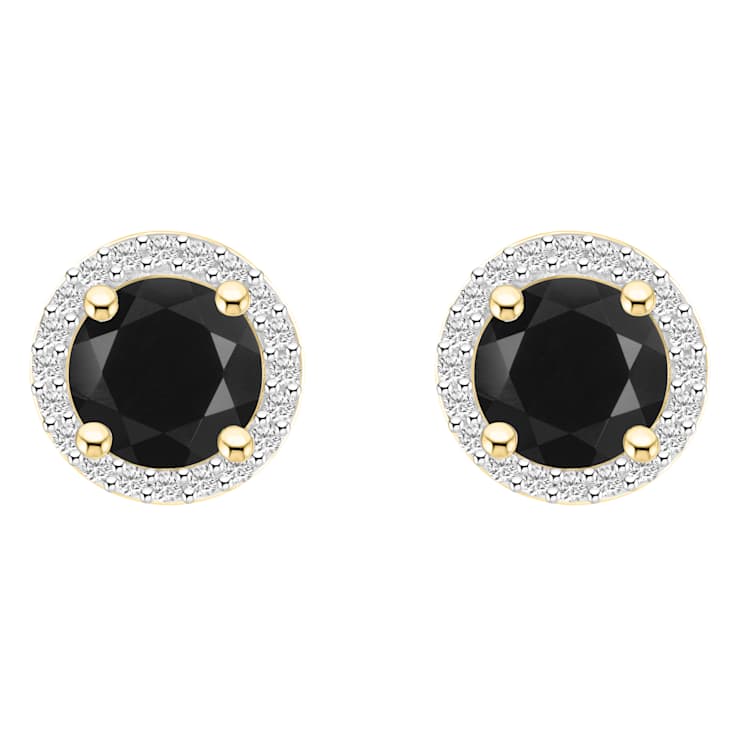 6mm Round Black Onyx And Created White Sapphire 10k Yellow Gold Halo
Stud Earrings