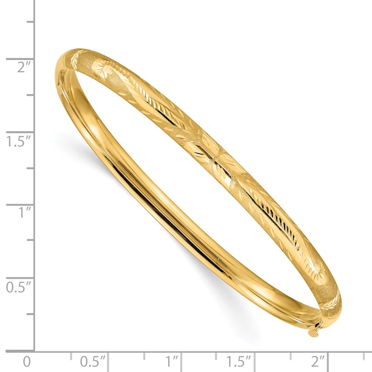 14k Yellow Gold Diamond-Cut and Brushed 5mm Oversize Florentine Hinged
Bangle Bracelet