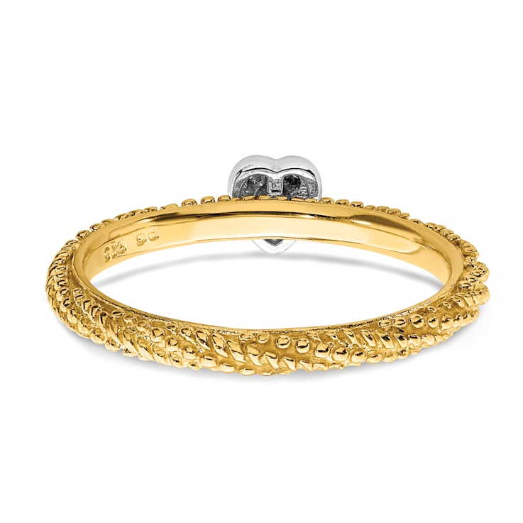 14K Yellow Gold Over Sterling Silver Diamond Stackable Expressions Heart
Ring 0.02ctw