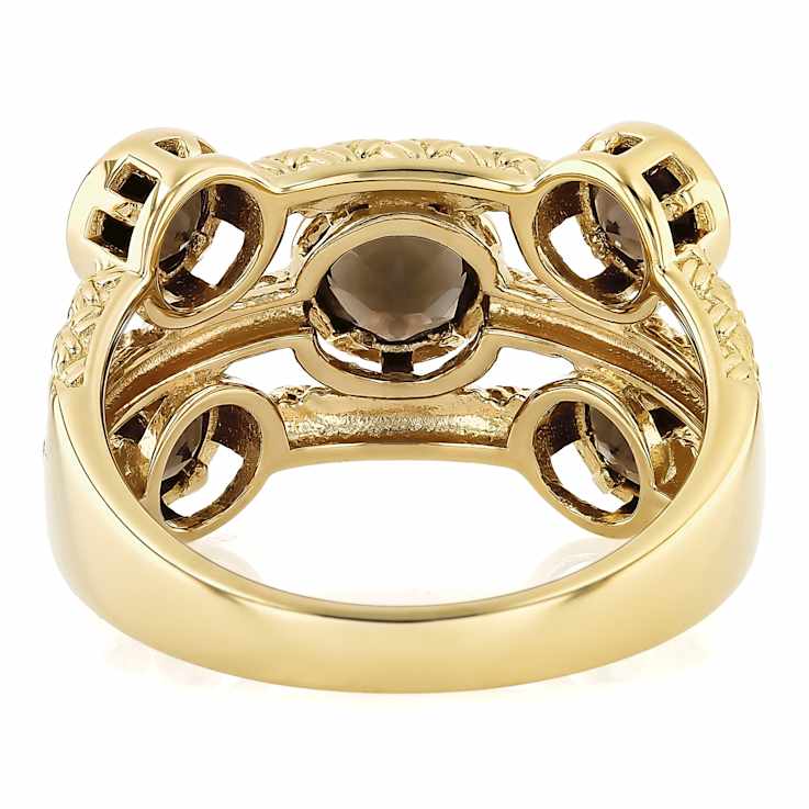 Smoky Quartz Multi-Row Ring In 18K Gold Over Sterling Silver 1.21ctw