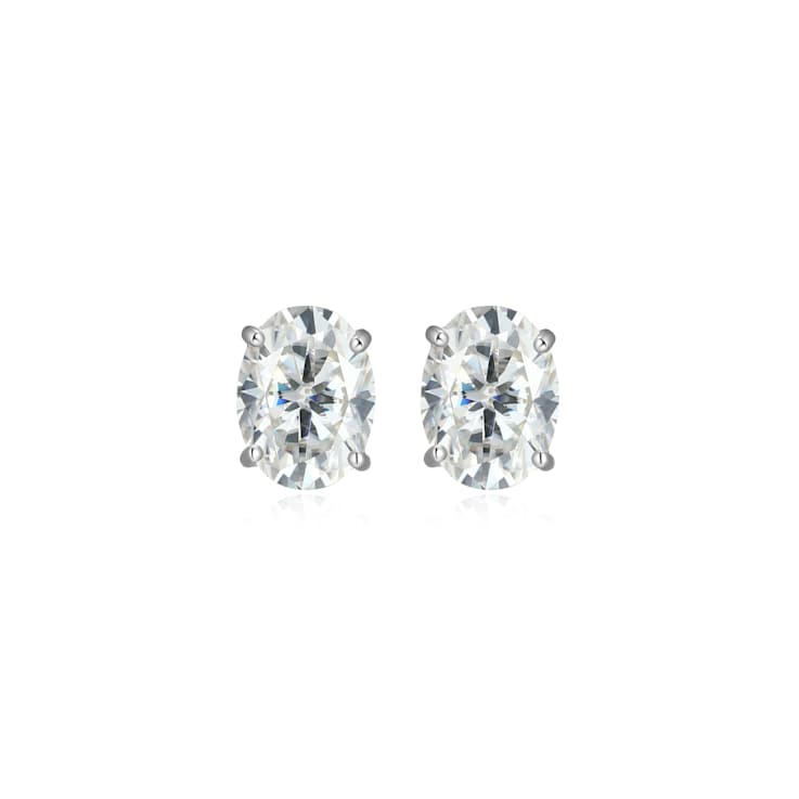 Oval Moissanite Platineve Stud Earrings 3.00ctw DEW