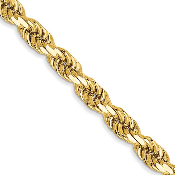 14k Yellow Gold 3.5mm Diamond-Cut Rope 22 Inch Chain