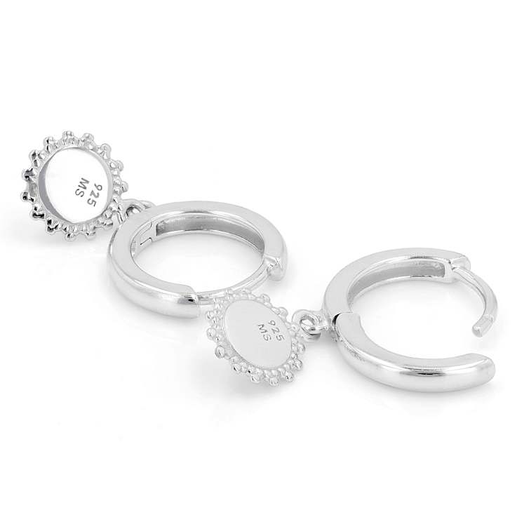 Sun Disc Drop Huggie Earrings In Sterling Silver