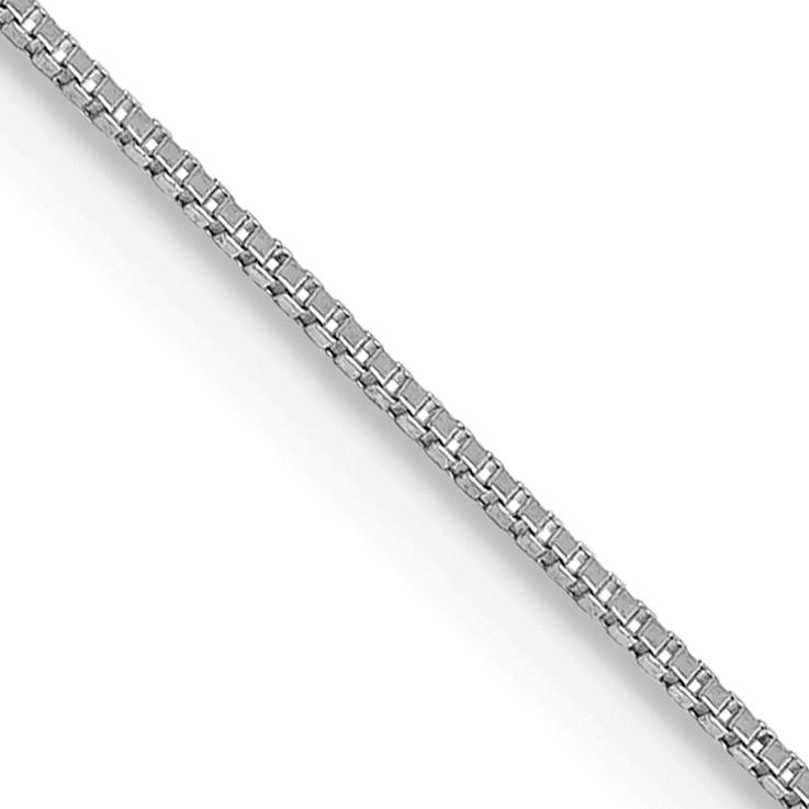 Rhodium Over 14k White Gold 0.5mm Solid Box 24 Inch Chain