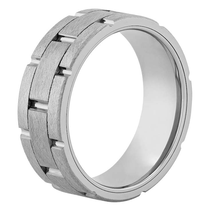 Robert Alton Men's Brick Pattern 8mm Band Ring In Tungsten