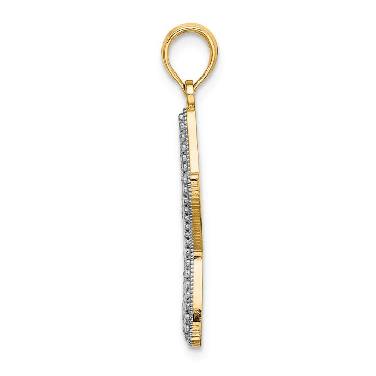 14K Two-tone Gold  Diamond-Cut and Textured Starfish with Star Charm