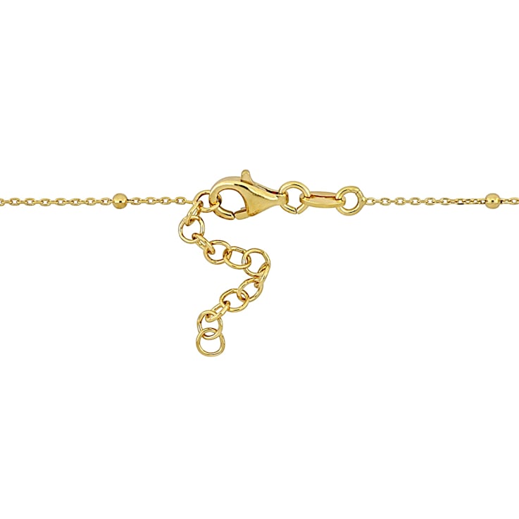 Children's Lock and Heart Pink Enamel Chain Bracelet 18K Yellow Gold
Over Sterling Silver