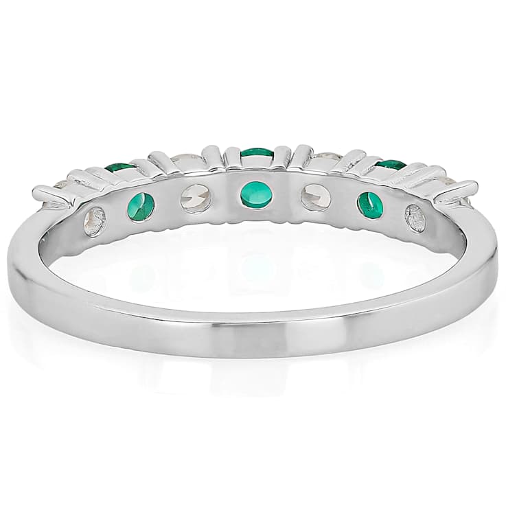 Lab-Created Emerald And White Sapphire Band Ring In Platinum Over
Sterling Silver