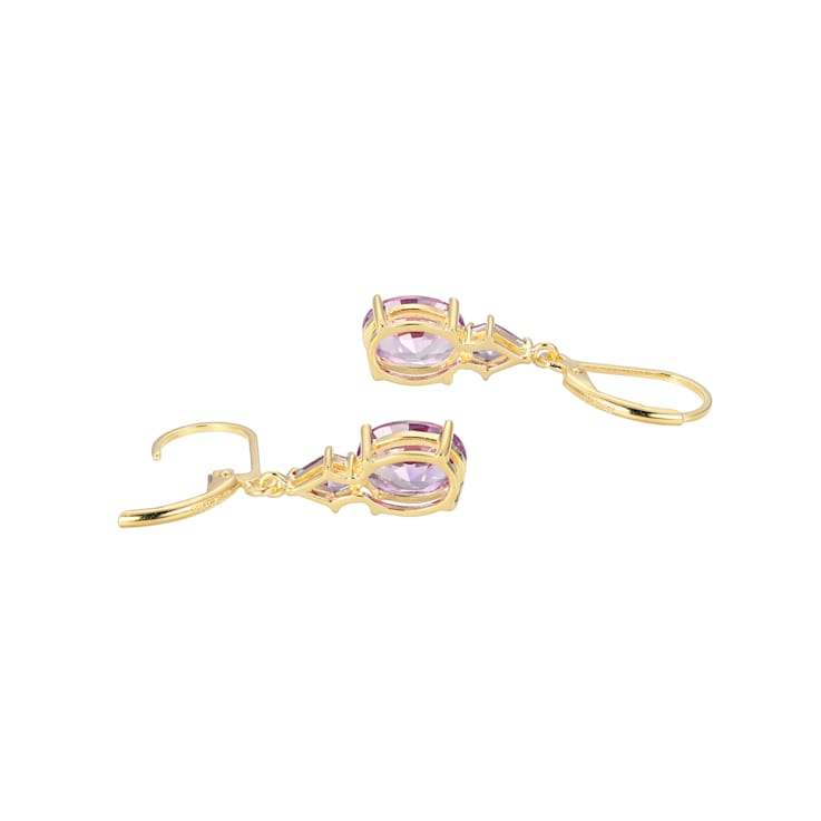 Lab Created Alexandrite Sapphire 18k Yellow Gold Over Silver June
Birthstone Earrings 3.89ctw