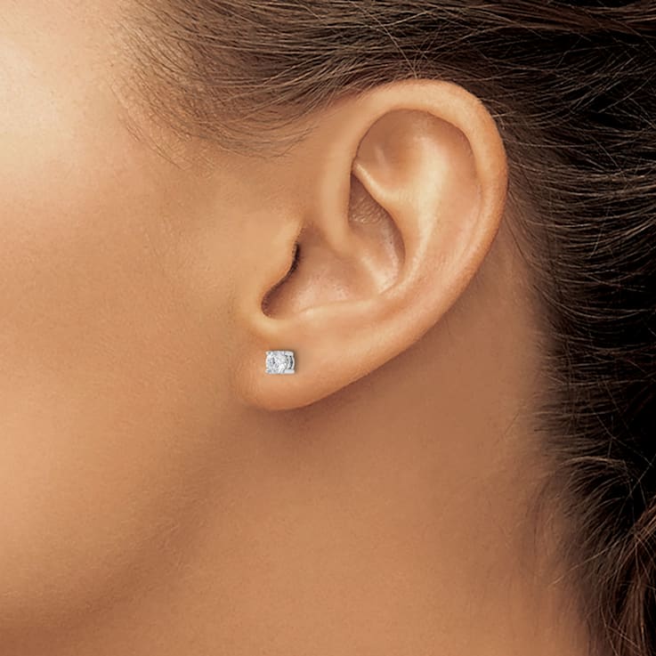 Rhodium Over 14K White Gold Lab Grown Diamond Fashion Earrings
