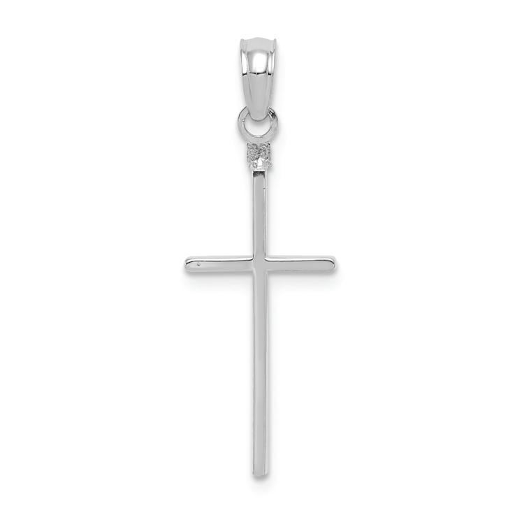 Rhodium Over 14k White Gold Polished Cross Pendant