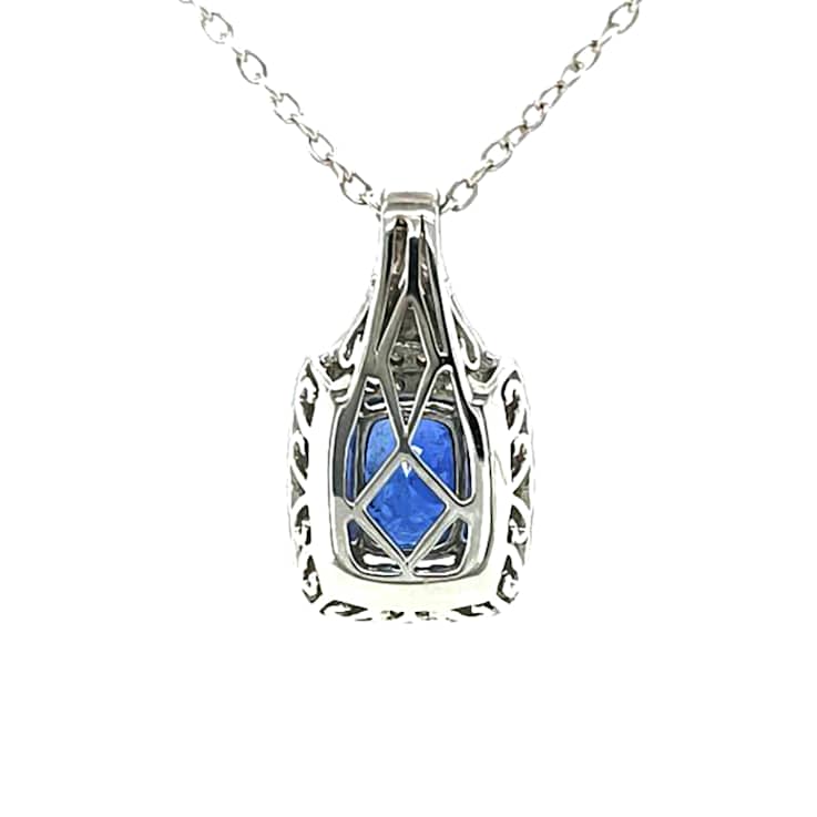 2.86 Ctw Sapphire and 0.71 Ctw White Diamond Pendant in 14K WG