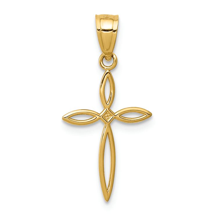 14k Yellow Gold 3D Passion Cross Charm