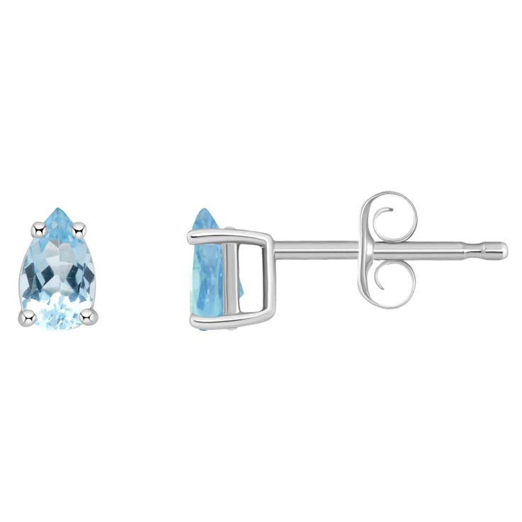 5x3mm Pear Shape Aquamarine 14k White Gold Stud Earrings