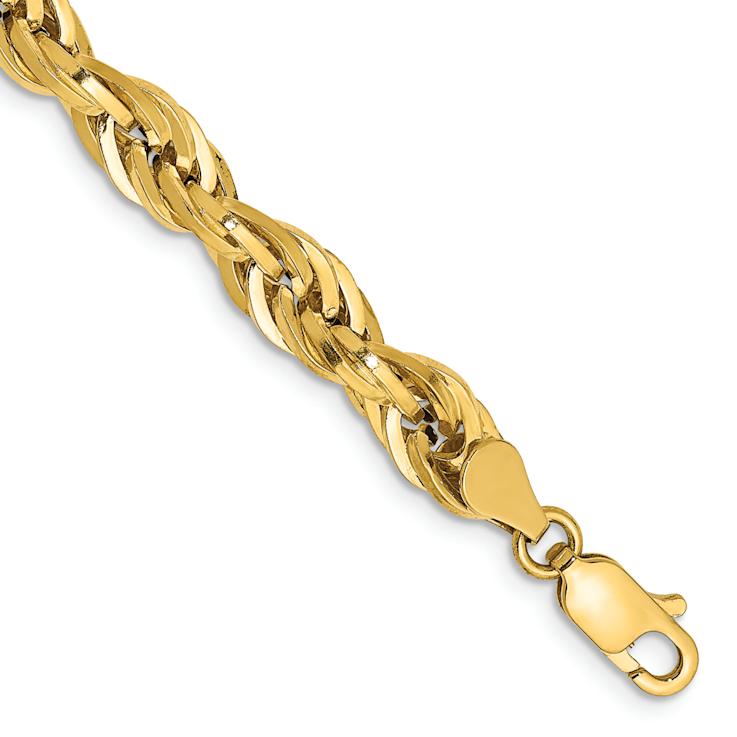 14k Yellow Gold 5.4mm Rope Link 20 Inch Chain
