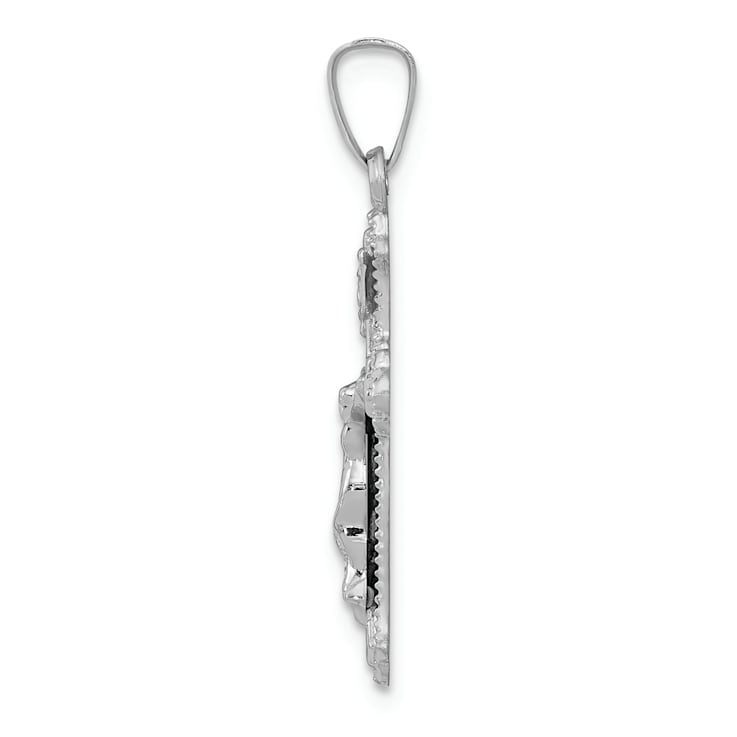 Rhodium Over 14K White Gold Polished INRI Crucifix Pendant