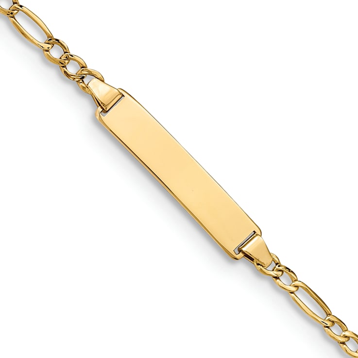 14k Yellow Gold Polished Figaro link ID Bracelet