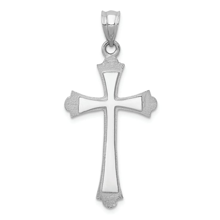 Rhodium Over 14k White Gold Satin Cross Pendant