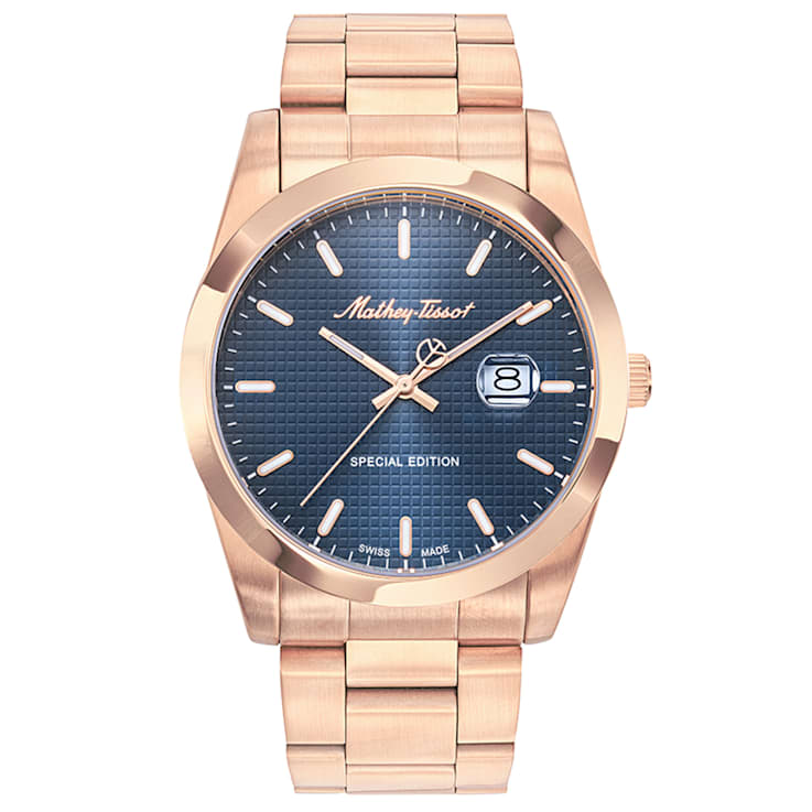 Mathey Tissot Men's Classic Blue Dial Rose Stainless Steel Watch