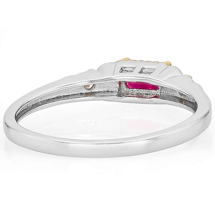 Ruby And Lab-Grown Diamond Ring In 18K Gold Over Sterling Silver 0.40ctw