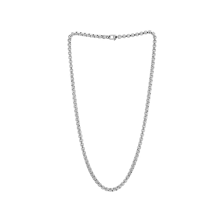 Men's Square Box Chain Necklace 4.9mm In Stainless Steel 22 Inch