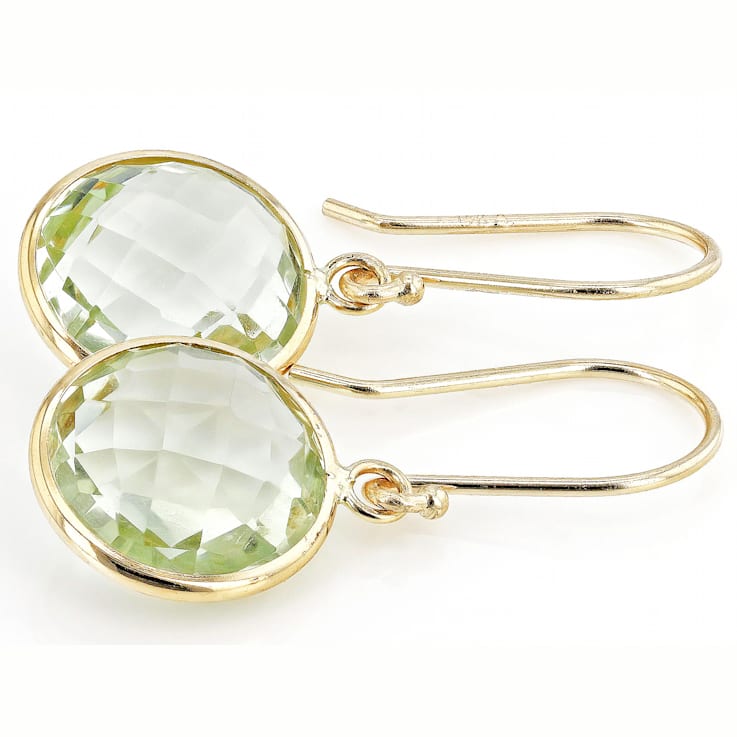 Green Prasiolite 14k Yellow Gold Dangle Earrings 8.00ctw