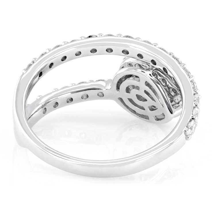 Modern Lab-Grown Diamond Open Design Ring In Sterling Silver