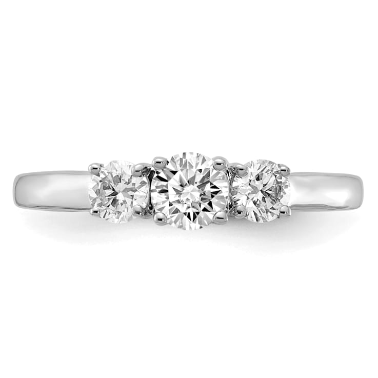 Rhodium Over 14K White Gold Lab Grown Diamond SI1/SI2, G H I, 3-Stone
Engagement Ring