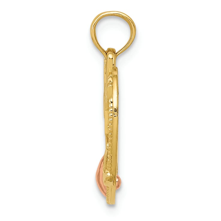 14K Two-tone Number 1 WIFE in Heart with Heart Pendant