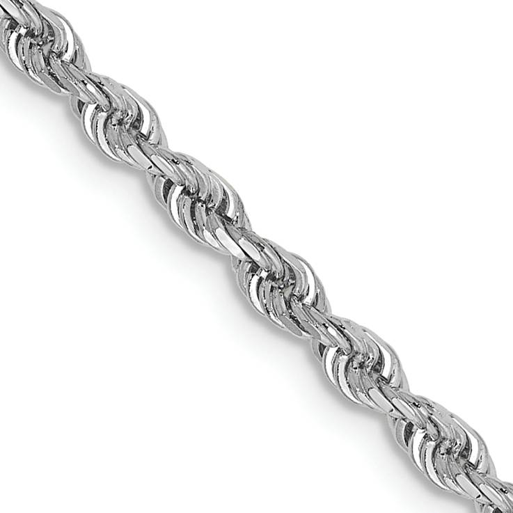 Rhodium Over 14k White Gold 2.75mm Solid Diamond-Cut Quadruple Rope Chain
