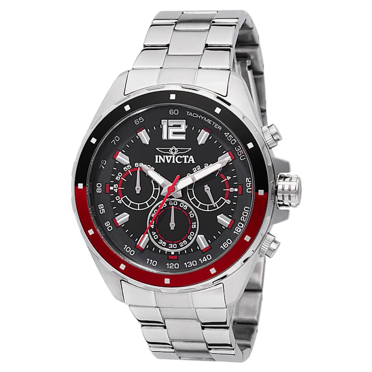 Invicta Speedway 44mm Black Dial Stainless Steel Band Quartz Watch