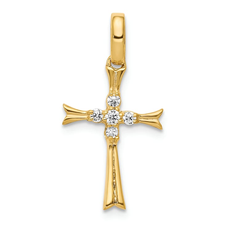 14K Yellow Gold 1/15ct. Diamond Cross Pendant