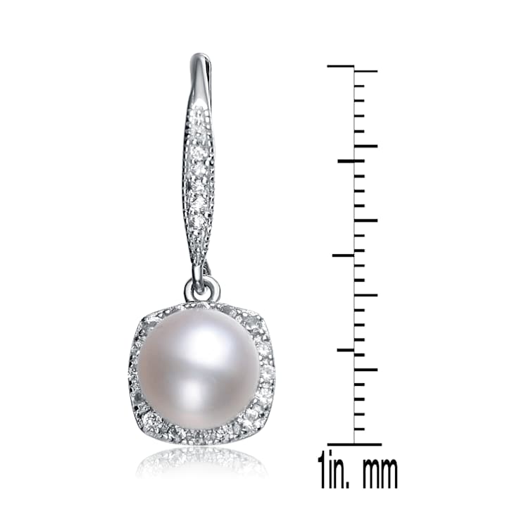 Pear Shape Pearl Simulant Drop Earrings In Sterling Silver