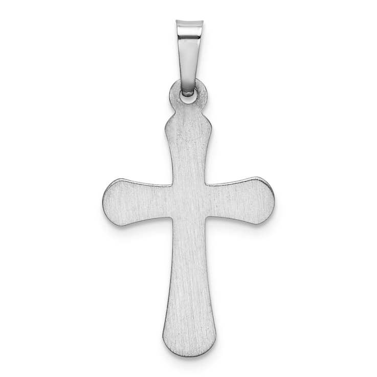 Rhodium Over 14k White Gold Polished Rounded Cross Pendant