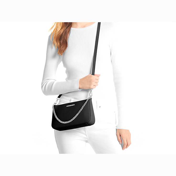 Michael Kors Jet Set Medium Black Saffiano Leather Crossbody Bag