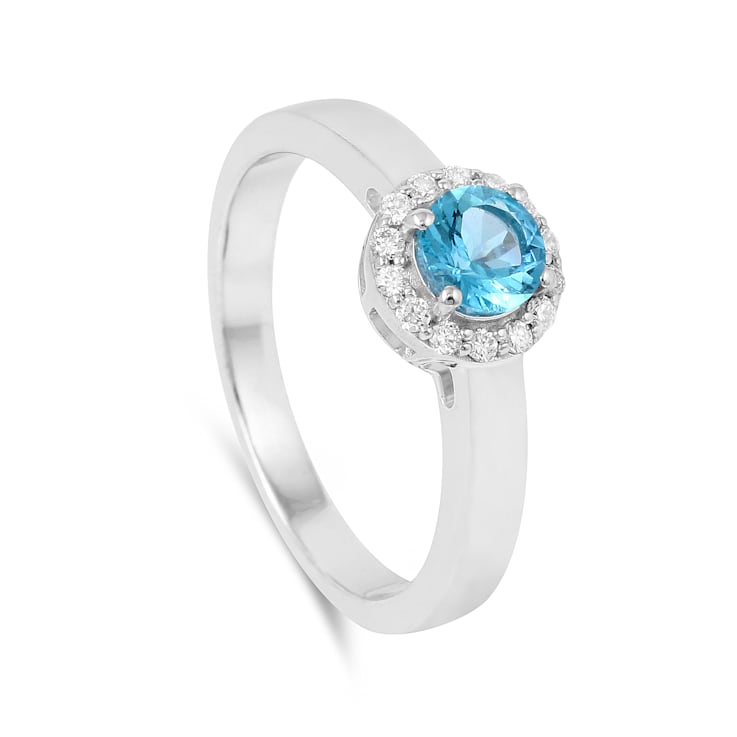 Paraiba Blue Apatite and Lab Grown Diamond Accent Ring Rhodium Over
Sterling Silver 0.69ctw