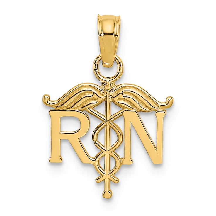 14k Yellow Gold RN Registered Nurse Pendant