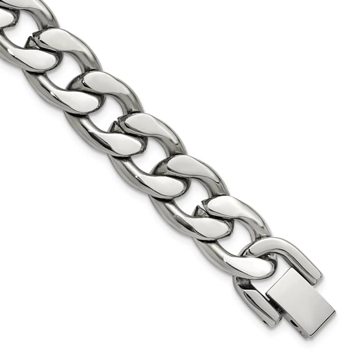 Stainless Steel 11mm Polished Curb Link Bracelet