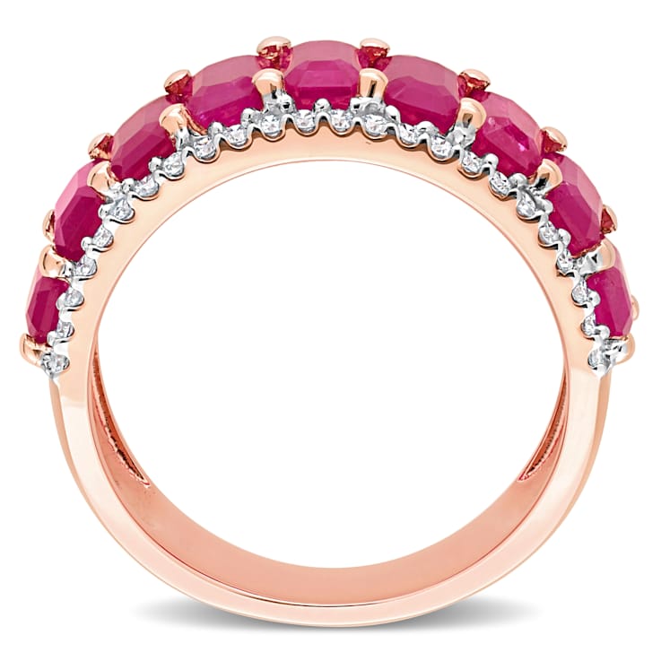 Ruby and Diamond 14K Rose Gold Ring 3.62ctw