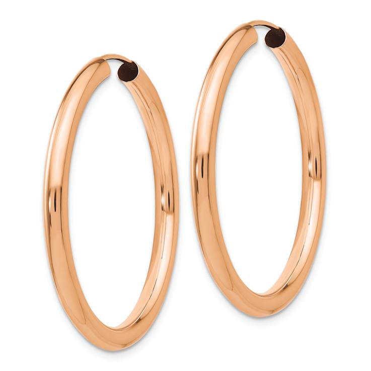 14k Rose Gold Polished 1 3/8" Endless Tube Hoop Earrings