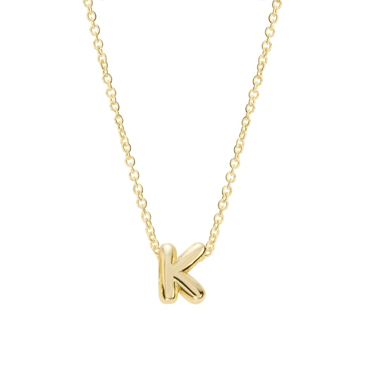 CZ Initial K Tennis Necklace And Pendant Set In 14K Gold Over Brass 4.05ctw