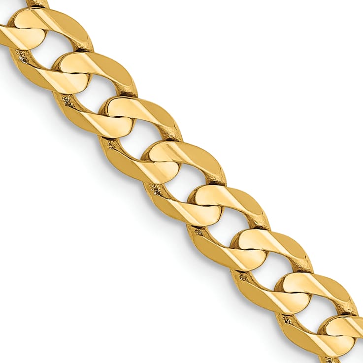 10k Yellow Gold 4.5mm Open Concave Curb Link Bracelet