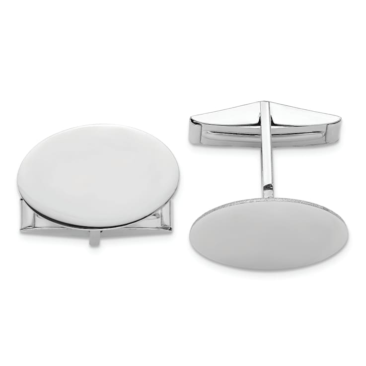 14k White Gold Men's Oval Cuff Links