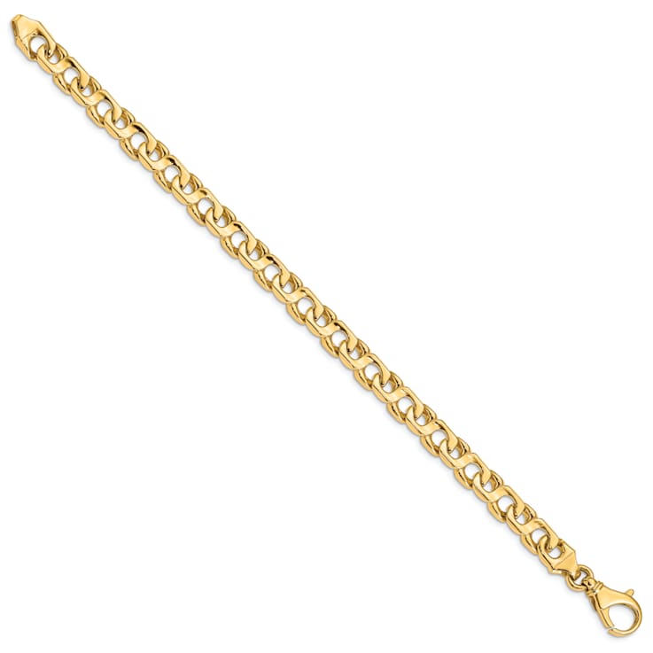 14k Yellow Gold 7.4mm Hand-Polished Fancy Link Bracelet